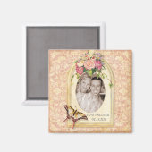 Antiqued viktorianischer Rosen-Save the Date Magnet (Vorderseite/Rückseite)