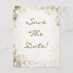 AntiqueGold Vintage Hochzeit Save the Date Postkar Ankündigungspostkarte