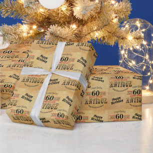 Antiquer Grunge-Geburtstag 60. Geburtstag Geschenkpapier