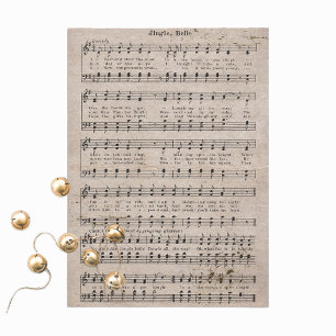 Antiquiert Jingle Bells Decoupage Vintage gealtert Seidenpapier