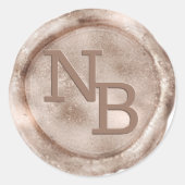 Antiquierte Rose Gold Mit Monogramm Wax Siegel Sti Runder Aufkleber (Vorderseite)