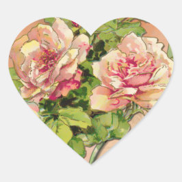 Antiquierte Rosen (Heart Shaped Stickers) Herz-Aufkleber