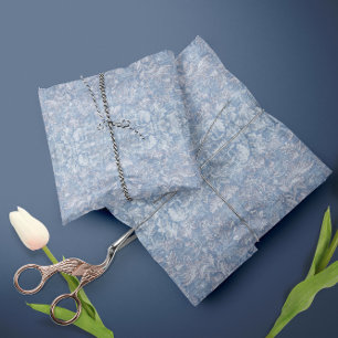 Antiquitäten Blumenblätter Blau und Weiß Dekoupage Seidenpapier