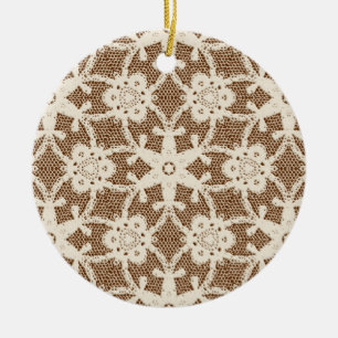 Antiquitäten - creme und braun keramikornament