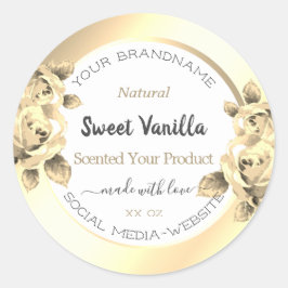 Antiquitäten Floral Gold Produktverpackungen Weiß Runder Aufkleber