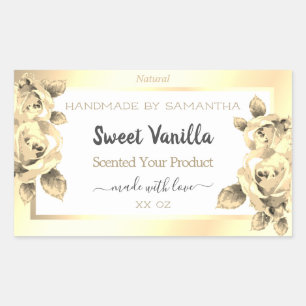Antiquitäten Floral Gold Produktverpackungsmarken  Rechteckiger Aufkleber