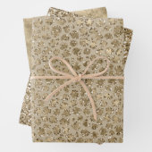 Antiquitäten Gold Glitzer Creme Leopard Print Geschenkpapier Set (Beispiel)