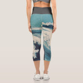 Antiquitäten Japanisch Blue Waves Ocean Print Capri Leggings (Rückseite)