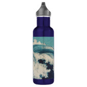 Antiquitäten Japanisch Blue Waves Ocean Print Edelstahlflasche (Rechts)