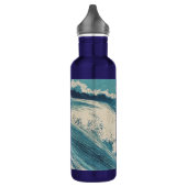 Antiquitäten Japanisch Blue Waves Ocean Print Edelstahlflasche (Links)