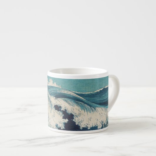 Antiquitäten Japanisch Blue Waves Ocean Print Espressotasse (Vorderseite Rechts)