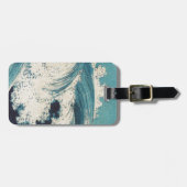 Antiquitäten Japanisch Blue Waves Ocean Print Gepäckanhänger (Vorderseite horizontal)