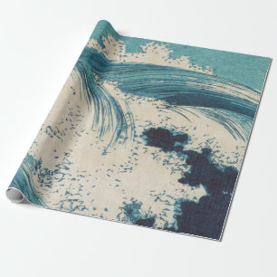 Antiquitäten Japanisch Blue Waves Ocean Print Geschenkpapier