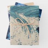 Antiquitäten Japanisch Blue Waves Ocean Print Geschenkpapier Set (Beispiel)