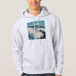Antiquitäten Japanisch Blue Waves Ocean Print Hoodie