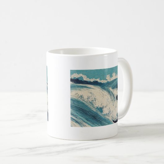 Antiquitäten Japanisch Blue Waves Ocean Print Kaffeetasse (VorderseiteRechts)