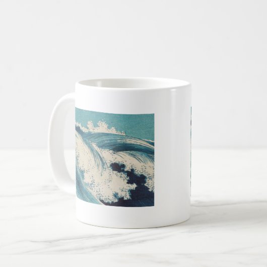 Antiquitäten Japanisch Blue Waves Ocean Print Kaffeetasse (Vorderseite Links)