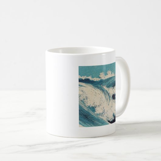 Antiquitäten Japanisch Blue Waves Ocean Print Kaffeetasse (VorderseiteRechts)