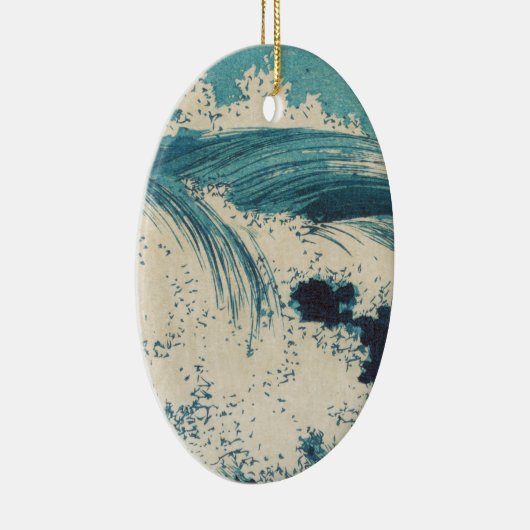 Antiquitäten Japanisch Blue Waves Ocean Print Keramikornament (Rechts)