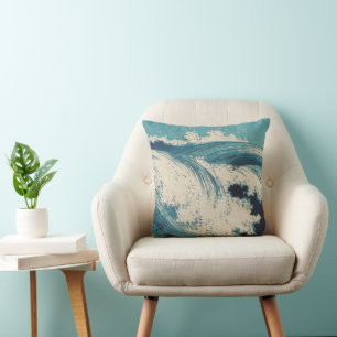 Antiquitäten Japanisch Blue Waves Ocean Print Kissen