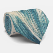 Antiquitäten Japanisch Blue Waves Ocean Print Krawatte (Gerollt)