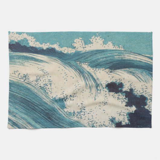 Antiquitäten Japanisch Blue Waves Ocean Print Küchentuch (Horizontal)