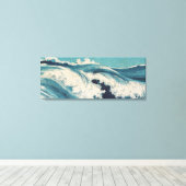 Antiquitäten Japanisch Blue Waves Ocean Print Leinwanddruck (Insitu (Holzboden))