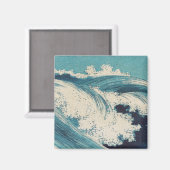 Antiquitäten Japanisch Blue Waves Ocean Print Magnet (Vorderseite/Rückseite)