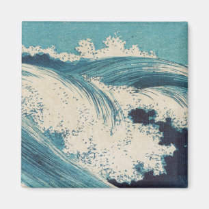 Antiquitäten Japanisch Blue Waves Ocean Print Magnet