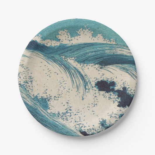 Antiquitäten Japanisch Blue Waves Ocean Print Pappteller (Vorderseite)