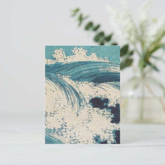 Antiquitäten Japanisch Blue Waves Ocean Print Postkarte (Stehend Vorderseite)