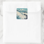 Antiquitäten Japanisch Blue Waves Ocean Print Quadratischer Aufkleber (Tasche)