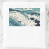 Antiquitäten Japanisch Blue Waves Ocean Print Rechteckiger Aufkleber (Tasche)