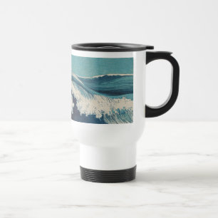 Antiquitäten Japanisch Blue Waves Ocean Print Reisebecher