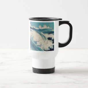 Antiquitäten Japanisch Blue Waves Ocean Print Reisebecher