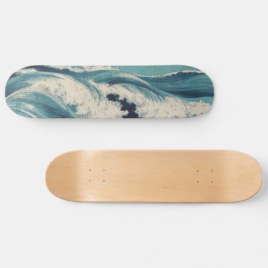 Antiquitäten Japanisch Blue Waves Ocean Print Skateboard (Horizontal)