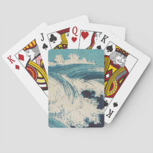 Antiquitäten Japanisch Blue Waves Ocean Print Spielkarten