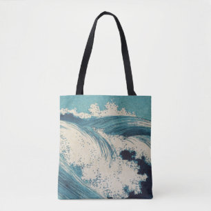 Antiquitäten Japanisch Blue Waves Ocean Print Tasche