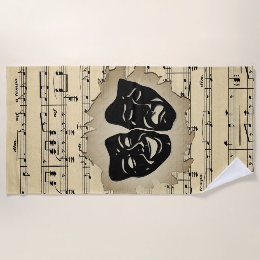 Antiquitäten Musik und Theatermasken Strandtuch (Vorderseite)