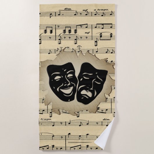 Antiquitäten Musik und Theatermasken Strandtuch (Vorderseite)