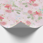 Antiquitäten Nostalgische Redouté-Rose Bouquets pi Geschenkpapier (Ecke)