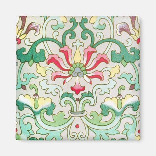 Antiquitäten Orientalisches Blumenmuster aquamarin Magnet (Vorne)