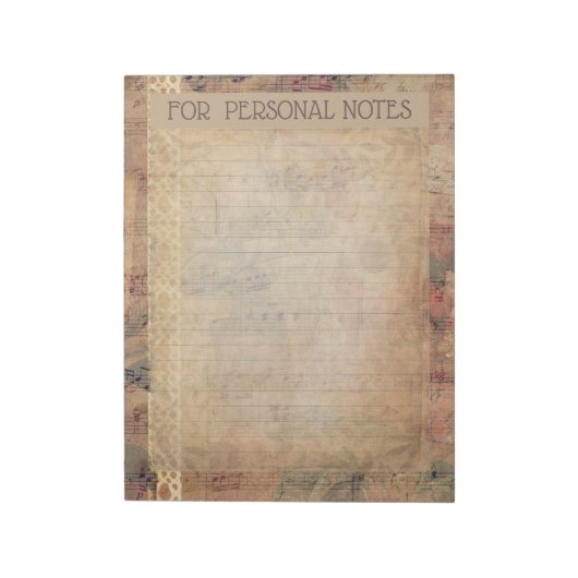 Antiquitäten, Rose und Musiknoten Notizblock (Rotiert)