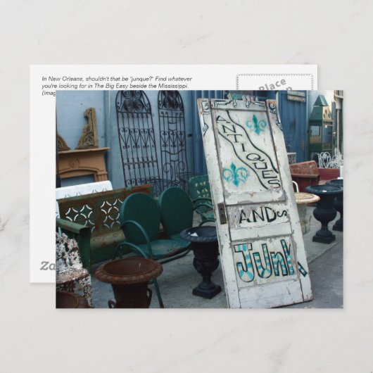 Antiquitäten und Junk, New Orleans Postkarte (Vorne/Hinten)