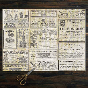 Antiquitäten Vintages Französisches Gartenmuseum Seidenpapier