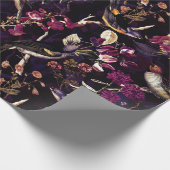 Antiquitäten Vögel und Blume Muster auf lila Geschenkpapier (Ecke)