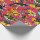 Antiquitäten Vögel und Blume Muster auf rosa Geschenkpapier (Ecke)