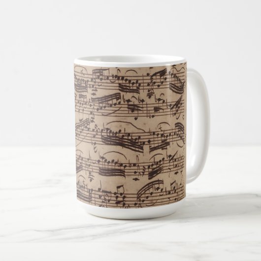 Antiquitätenblatt Musik Bach Manuskript Kaffeetasse (VorderseiteRechts)
