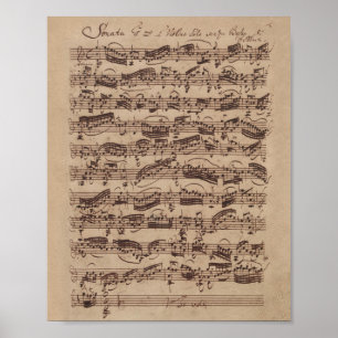 Antiquitätenblatt Musik Bach Manuskript Poster