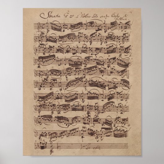 Antiquitätenblatt Musik Bach Manuskript Poster (Vorne)